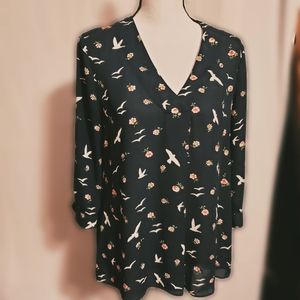 Lex & Madison Black Print Blouse